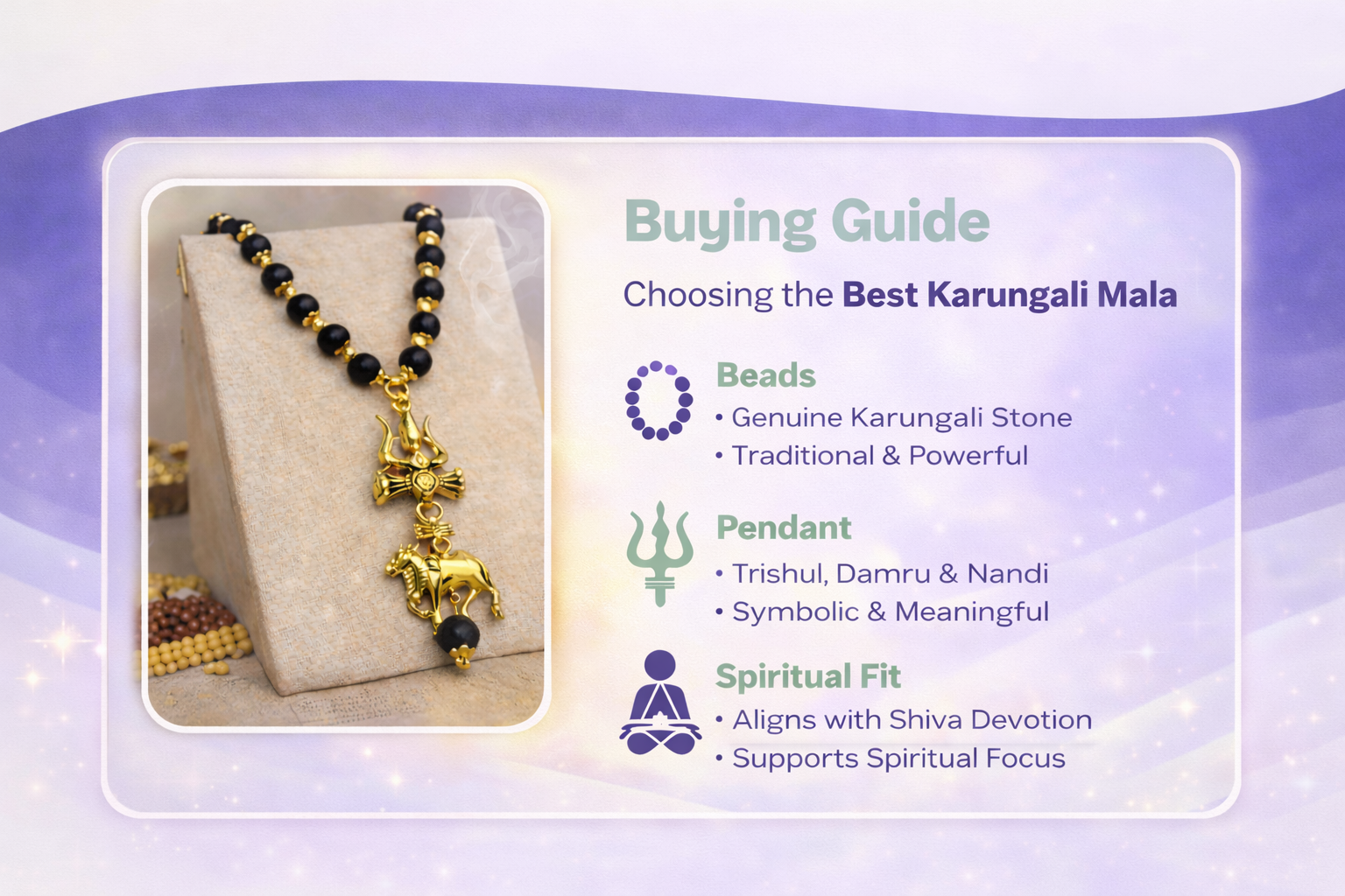 Karungali Mala with Trishul, Damru, and Nandi