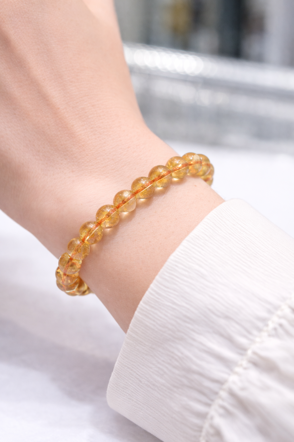 Natural Citrine Bead Bracelet