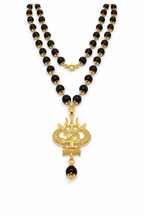 Karungali mala  with Trishul, Om & Damru Pendant