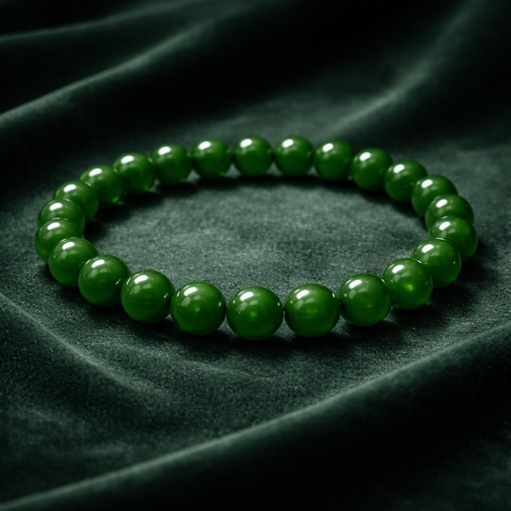 Green Jade Bead Bracelet - .