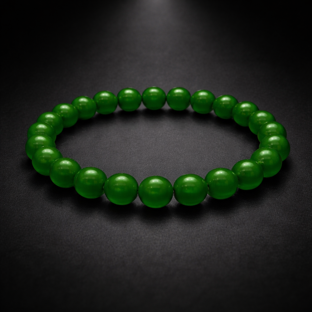 Green Jade Bead Bracelet - .