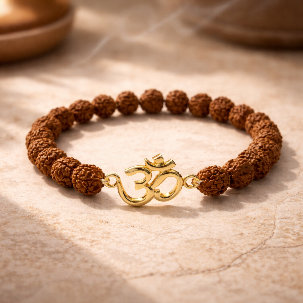 Rudraksha Bracelet with Om Charm - .