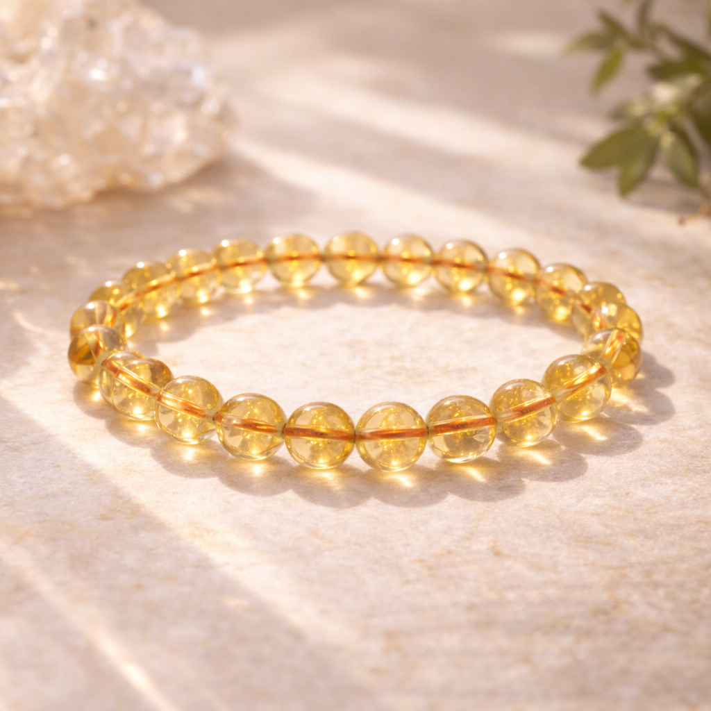Natural Citrine Bead Bracelet - .