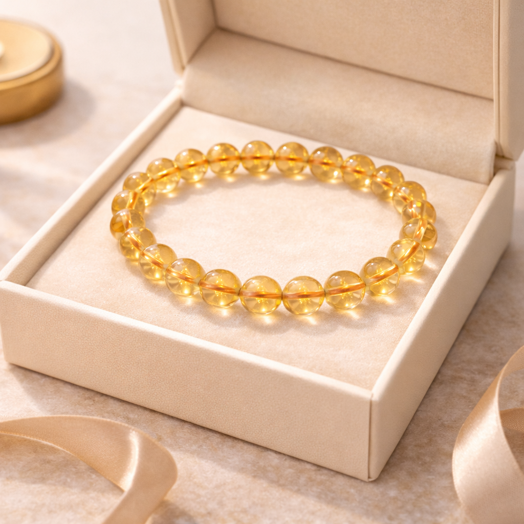 Natural Citrine Bead Bracelet - .