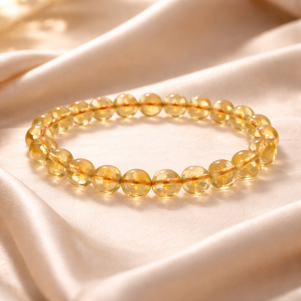 Natural Citrine Bead Bracelet - .