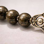 Pyrite Bead Bracelet with Hamsa Hand Charm - .