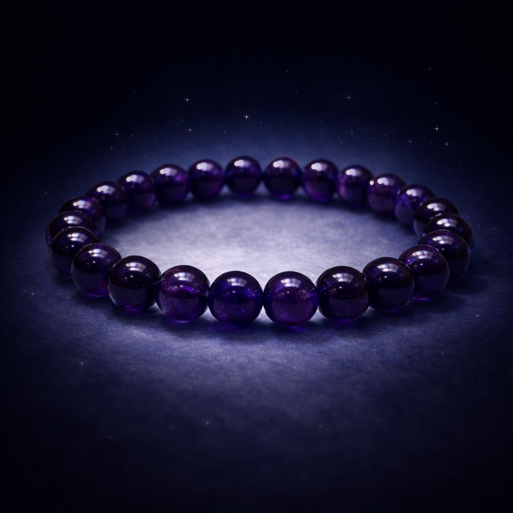 Amethyst Gemstone Bead Bracelet - .
