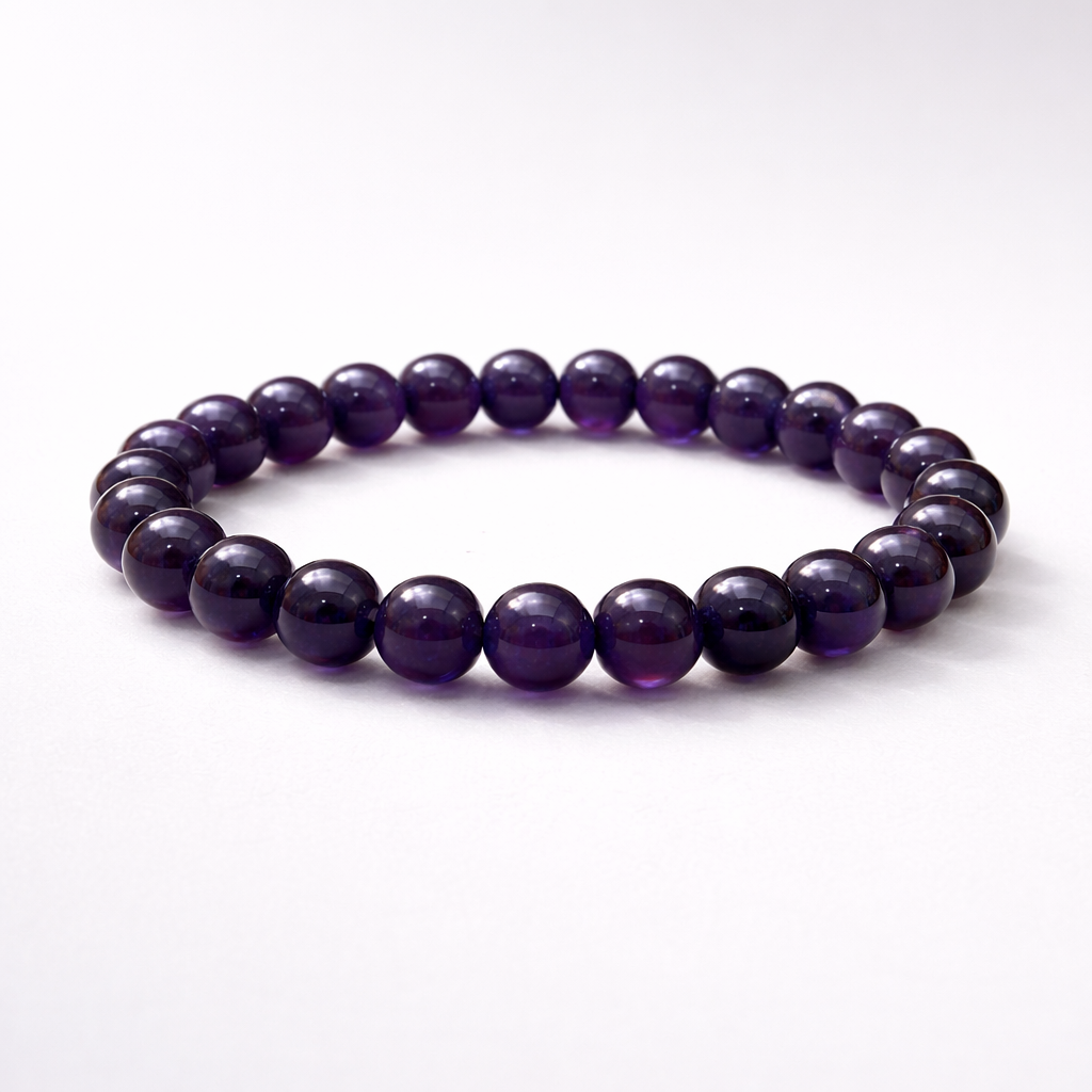 Amethyst Gemstone Bead Bracelet - .
