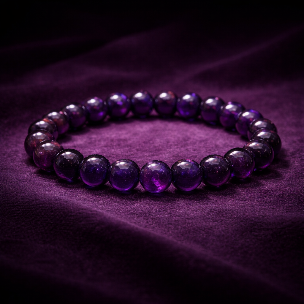 Amethyst Gemstone Bead Bracelet - .