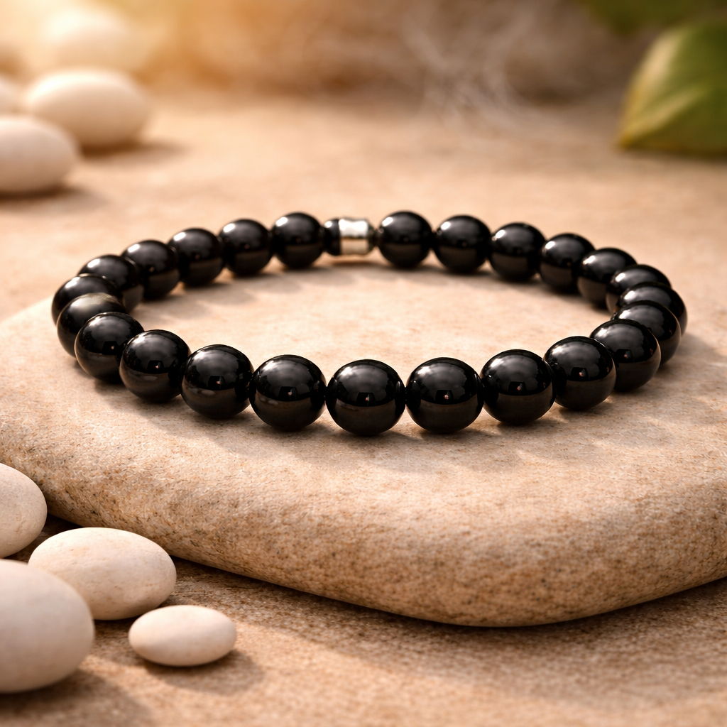 Black Tourmaline Beaded Bracelet - . Main image
