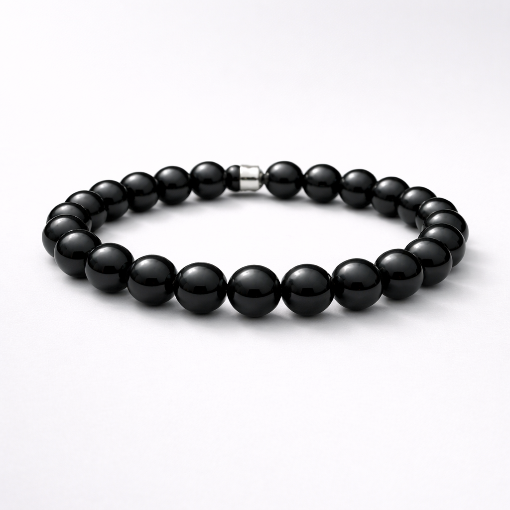 Black Tourmaline Beaded Bracelet - .