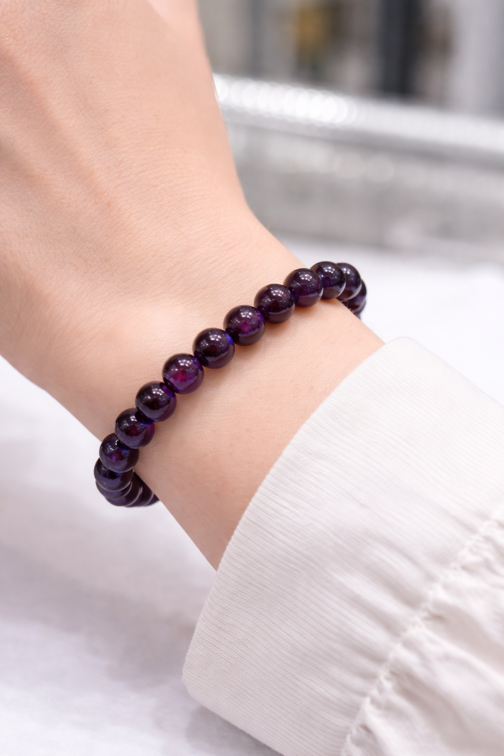 Amethyst Gemstone Bead Bracelet Secondary image