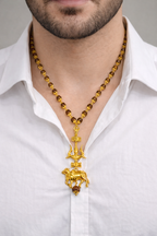 Rudraksha Mala with Trishul, Damru & Nandi Pendant