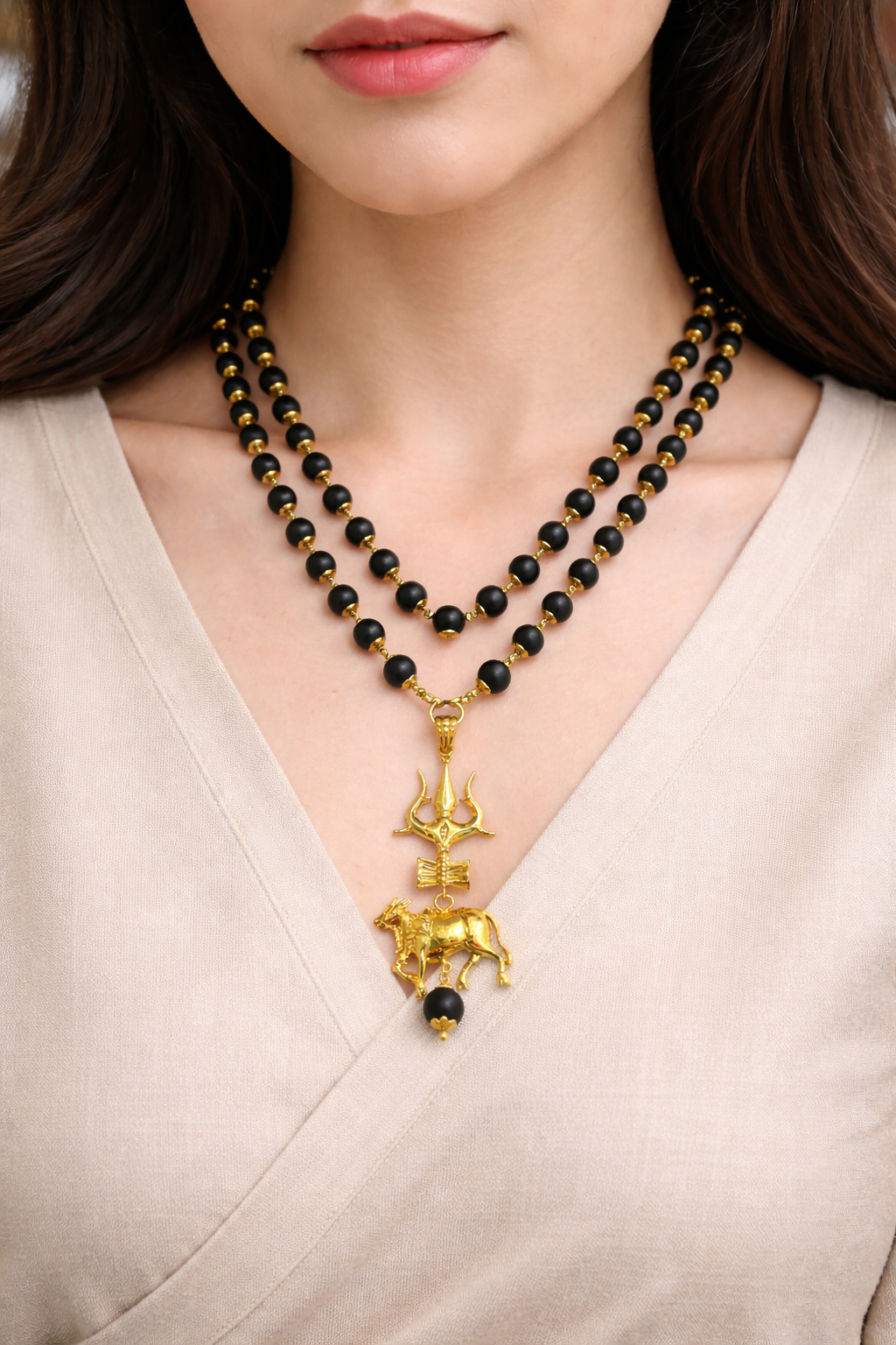 Karungali Mala with Trishul, Damru, and Nandi