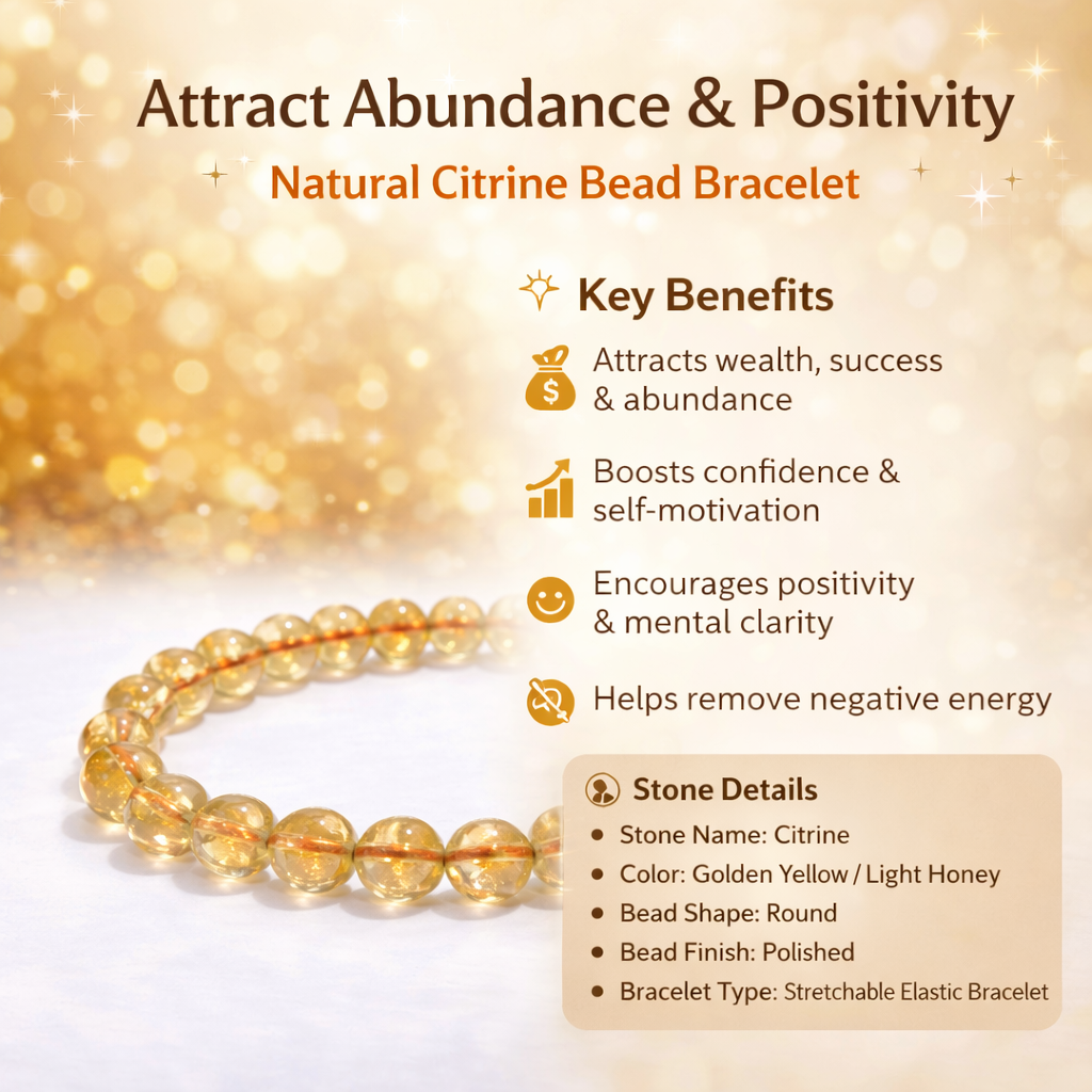 Natural Citrine Bead Bracelet