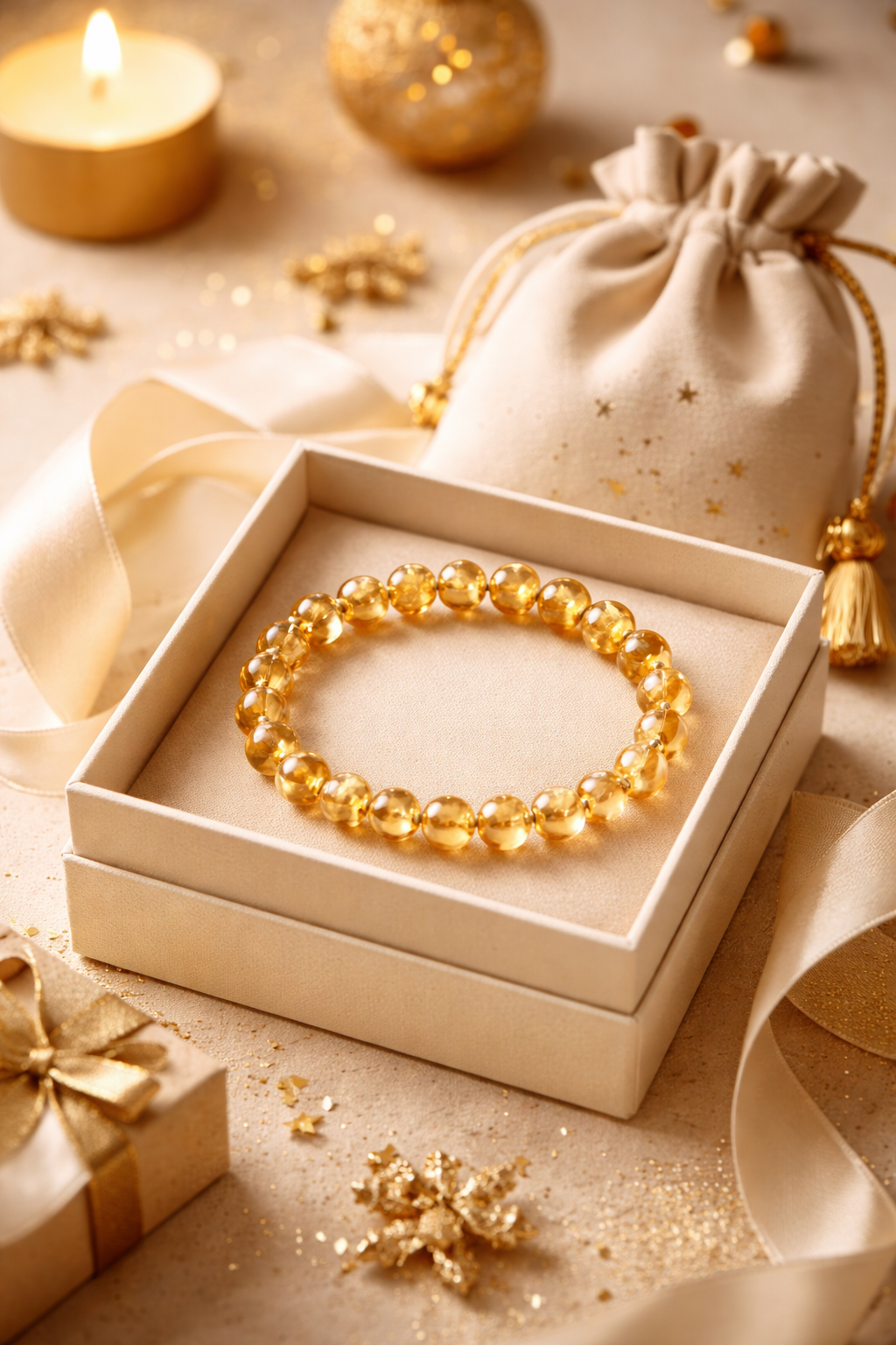 Natural Citrine Bead Bracelet