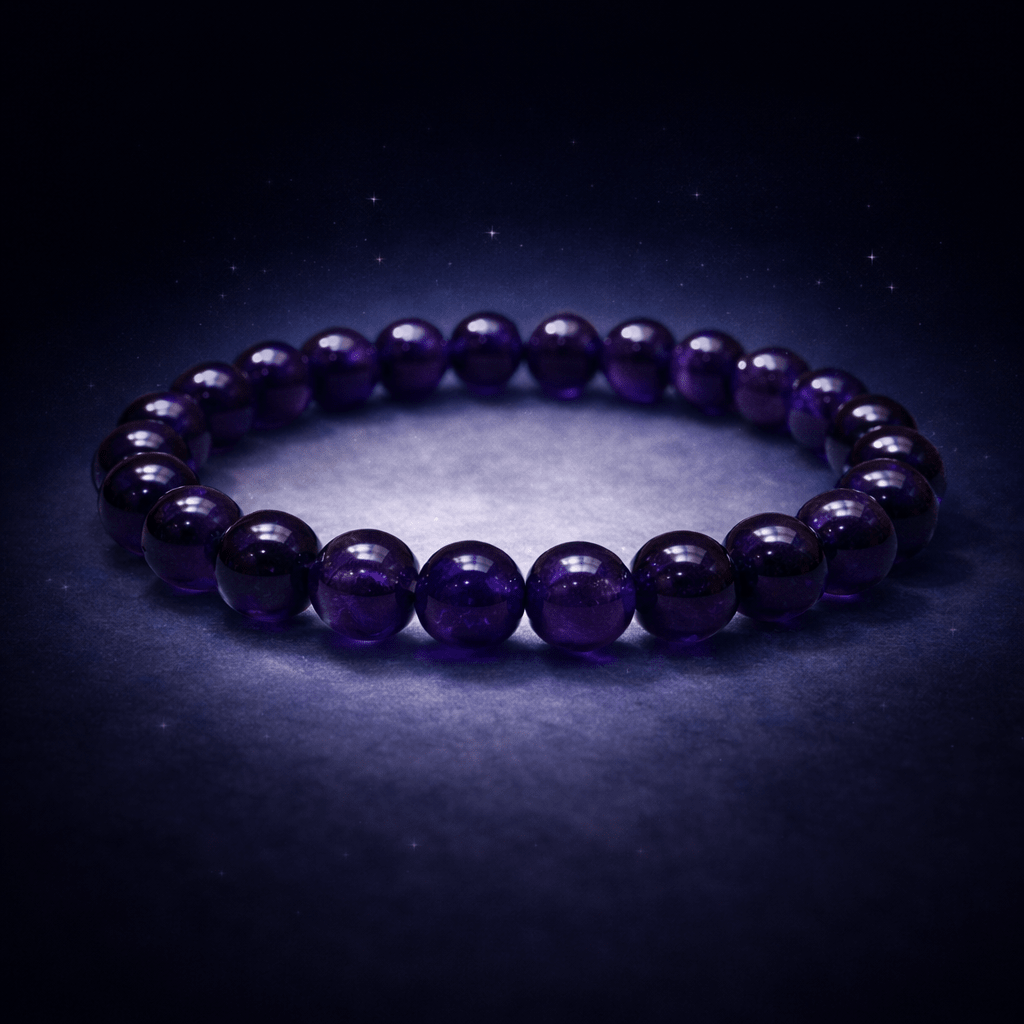 Amethyst Gemstone Bead Bracelet - Karma & Peace