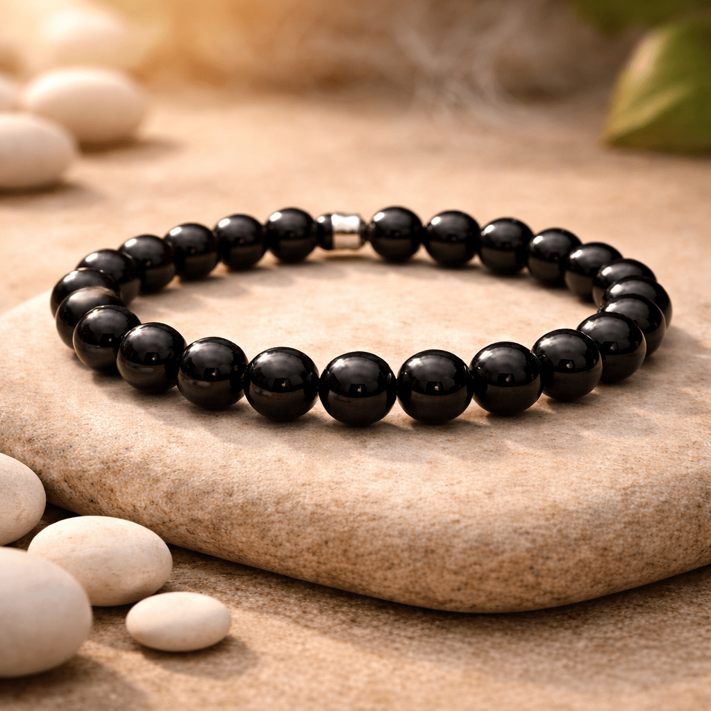 Black Tourmaline Beaded Bracelet - Karma & Peace Main image