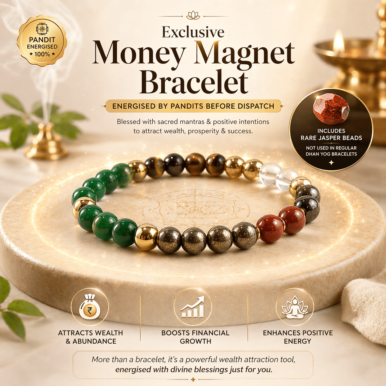 Dhan Yog Bracelet - Energised for Attracting Money, Success & Positive Energy (Lab Certified) - Karma & Peace