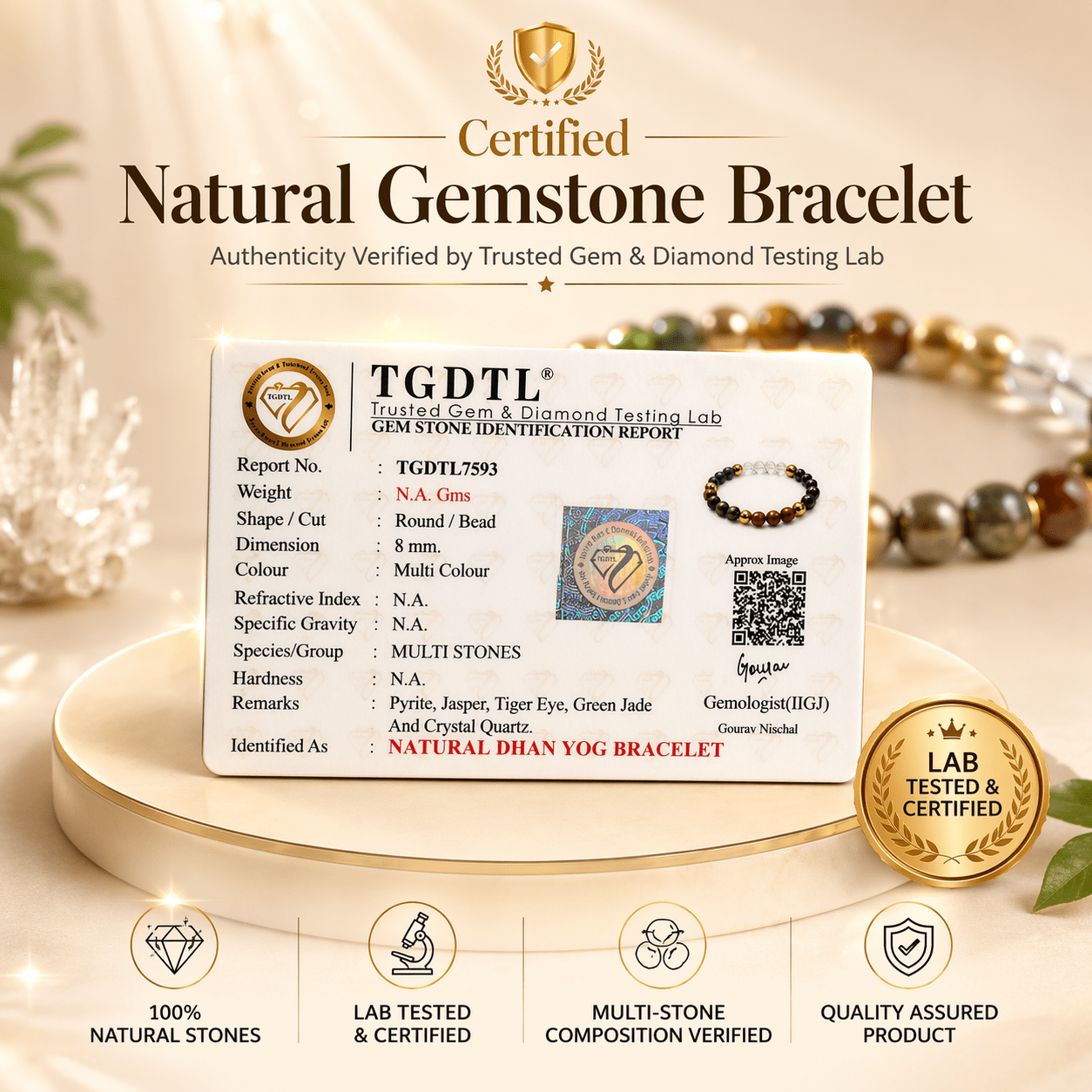 Dhan Yog Bracelet - Energised for Attracting Money, Success & Positive Energy (Lab Certified) - Karma & Peace