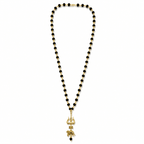 Gold Beaded Trishul & Nandi Pendant Necklace - Karma & Peace