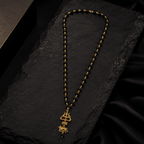 Gold Beaded Trishul & Nandi Pendant Necklace - Karma & Peace