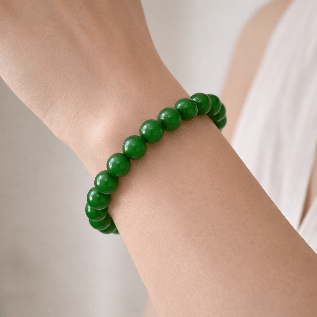 Green Jade Bead Bracelet - Karma & Peace