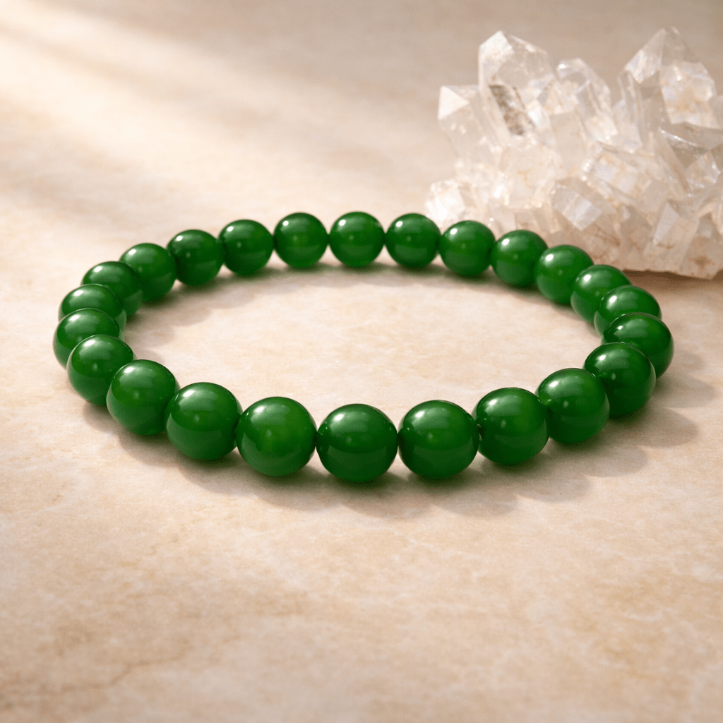 Green Jade Bead Bracelet - Karma & Peace Main image
