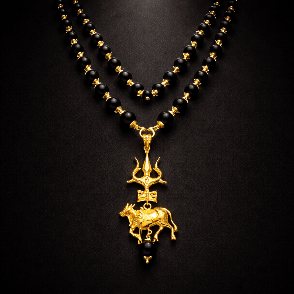 Karungali Mala With Trishul Damru And Nandi - Karma & Peace Main image