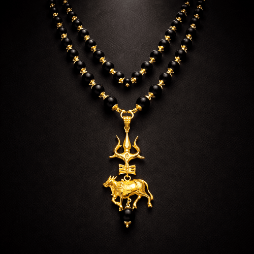 Karungali Mala With Trishul Damru And Nandi - Karma & Peace
