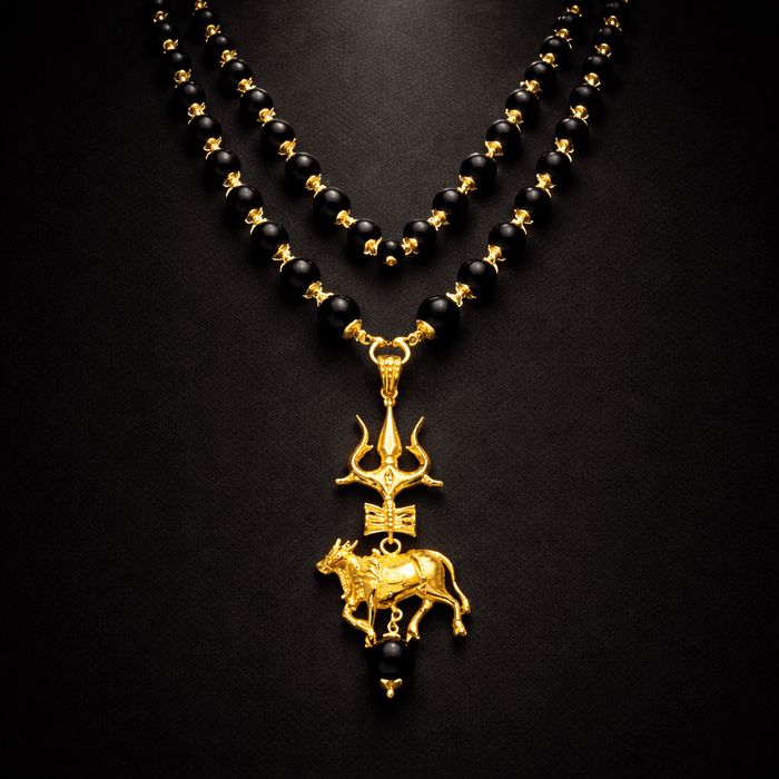 Karungali Mala With Trishul Damru And Nandi