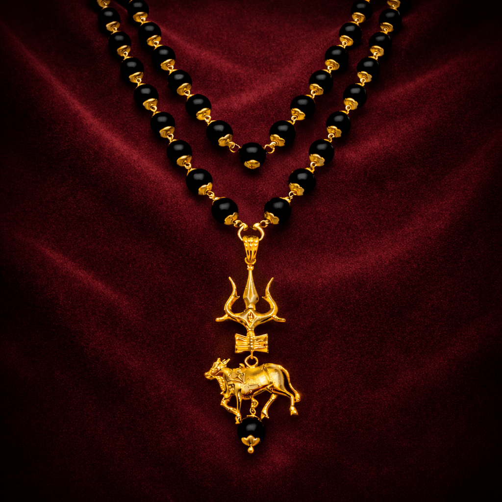 Karungali Mala With Trishul Damru And Nandi - Karma & Peace