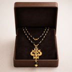 Karungali mala with Trishul, Om & Damru Pendant - Karma & Peace