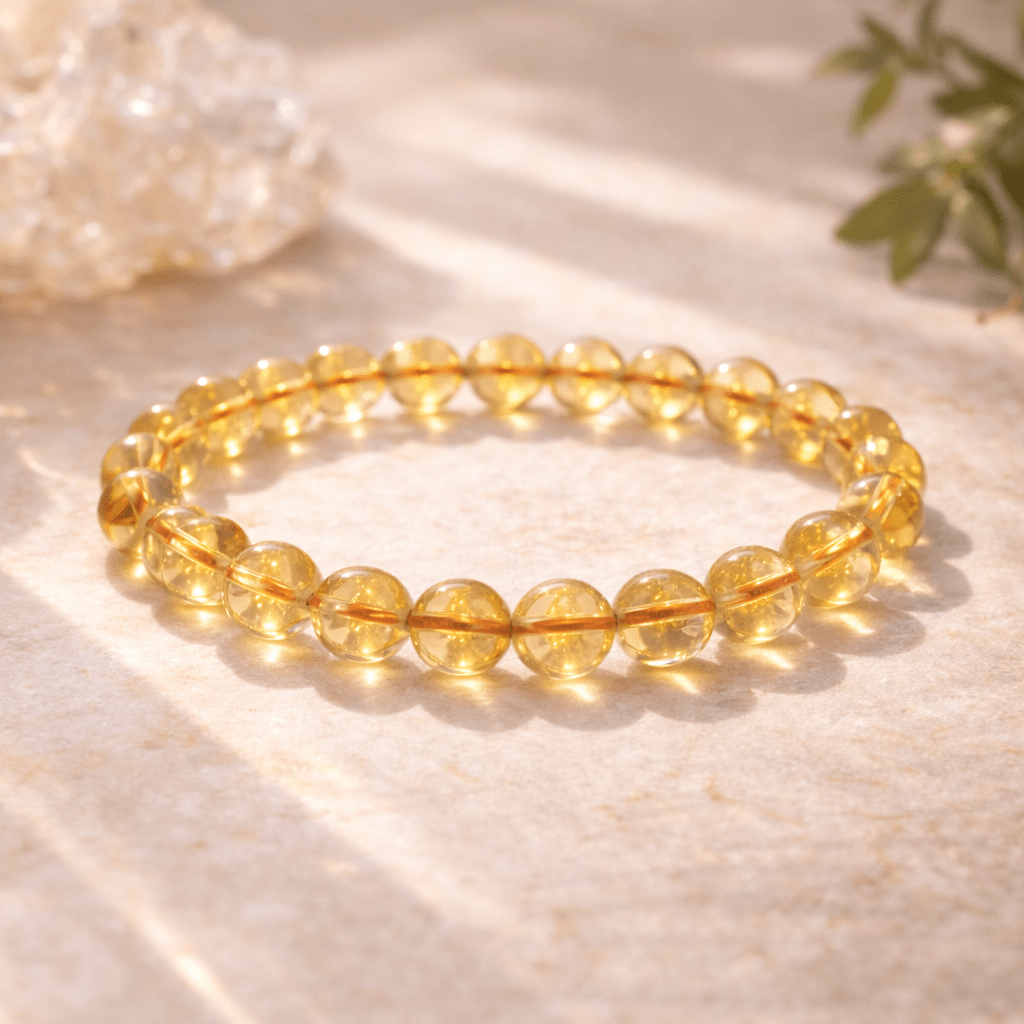 Natural Citrine Bead Bracelet - Karma & Peace