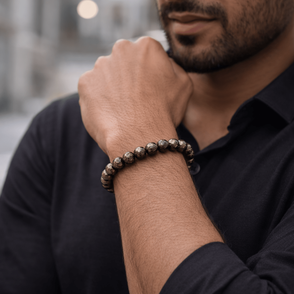 Pyrite Beaded Bracelet - Karma & Peace