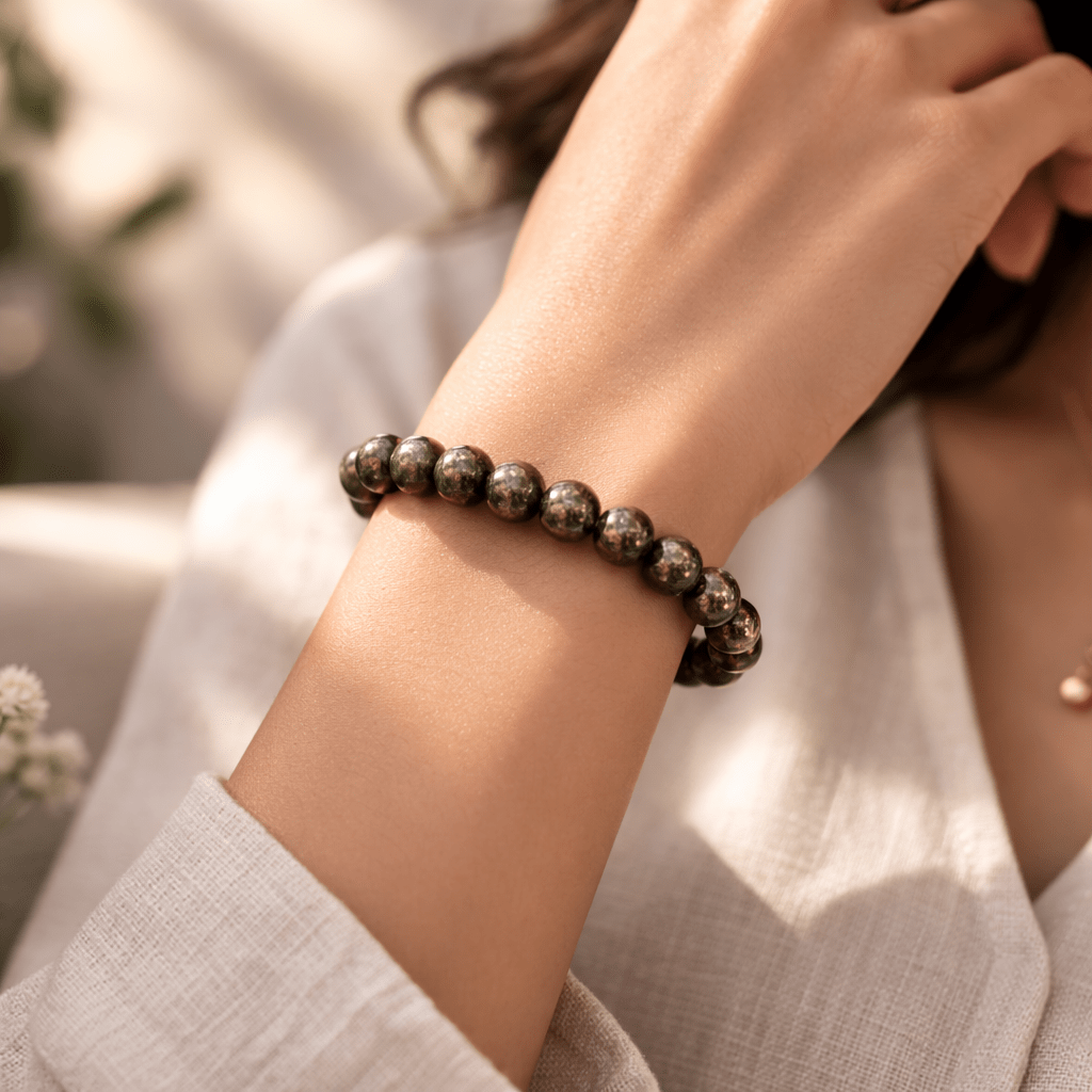 Pyrite Beaded Bracelet - Karma & Peace