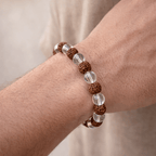 Rudraksha & Clear Quartz Bead Bracelet - Karma & Peace