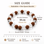 Rudraksha & Clear Quartz Bead Bracelet - Karma & Peace