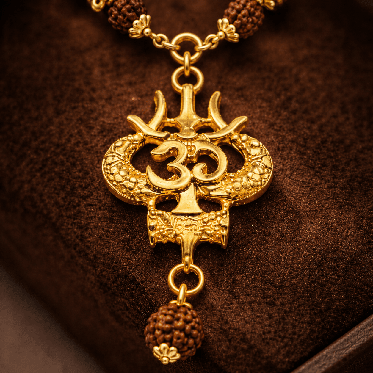 Rudraksha Mala with Trishul Pendant | Original Shiva Mala Online India Secondary image