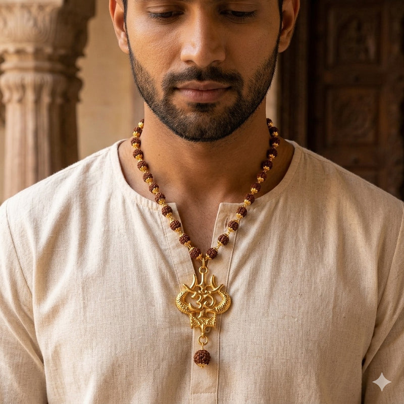 Rudraksha Mala with Trishul Pendant | Original Shiva Mala Online India